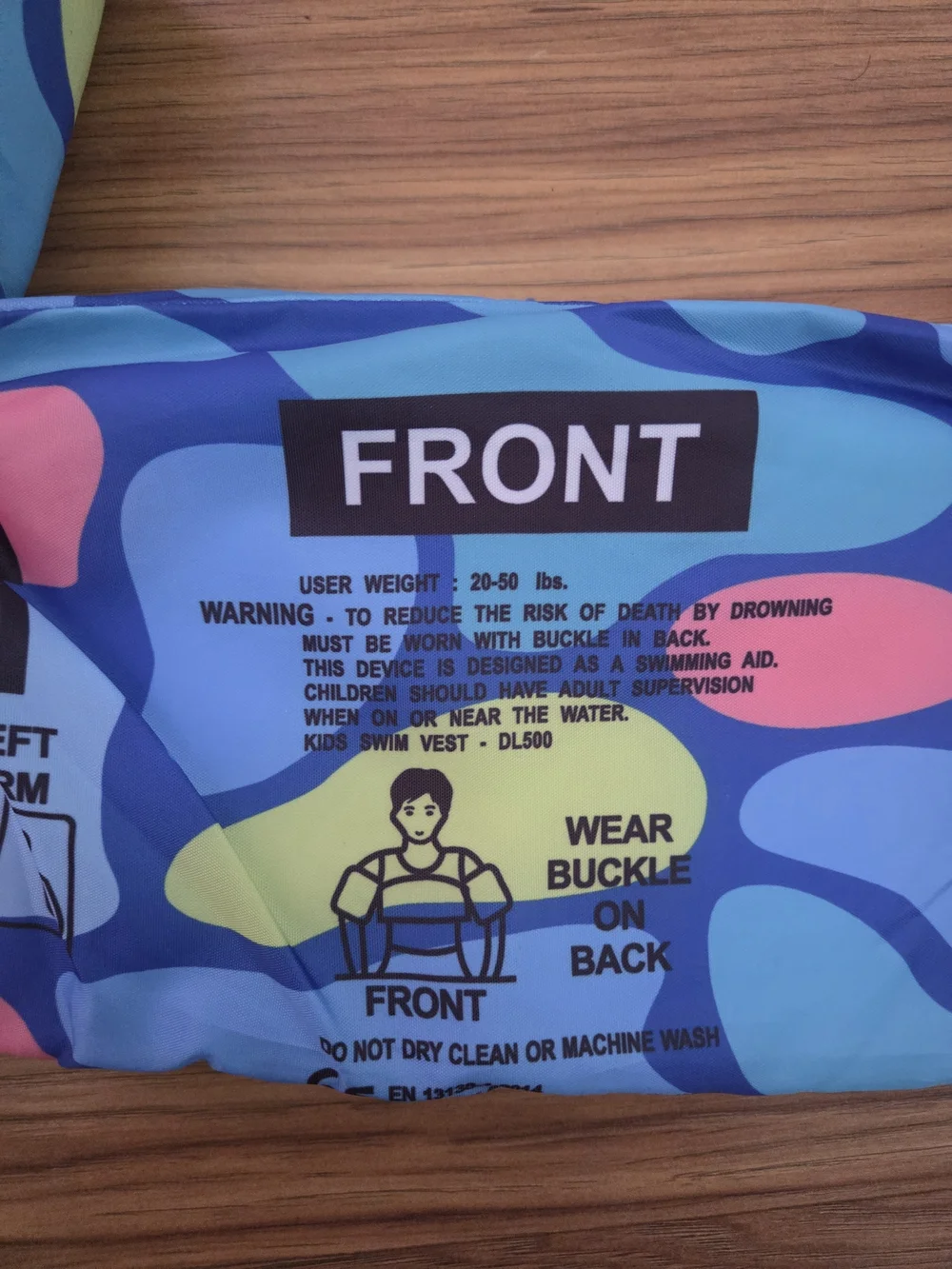 Kids Swim Vest with Arm Floaties 20 to 50 lbs Blue Colorful
